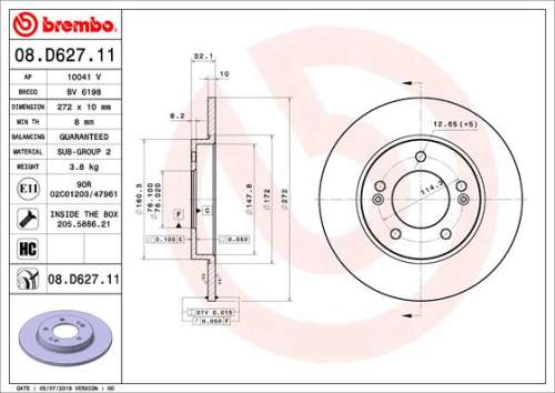 Brzdový kotouč BREMBO 08.D627.11