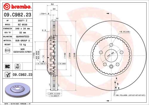 Brzdový kotouč BREMBO 09.C982.23