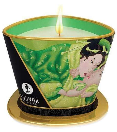 Shunga Libido Massage Candle Exotic Green Tea - masážní svíčka 170ml
