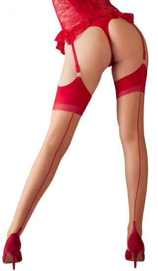 Stockings skin/red 2 Cottelli Collection Stockings a Hosiery