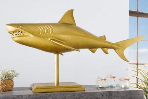 Dekorhome Dekorační socha žralok AMEIS 100 cm Zlatá