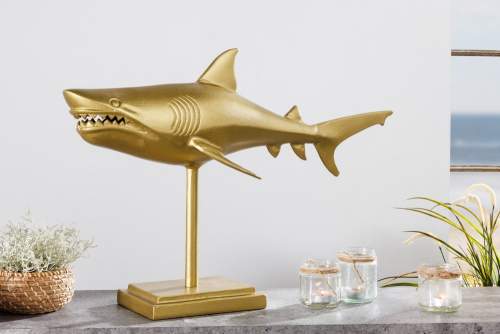 Dekorhome Dekorační socha žralok AMEIS 70 cm Zlatá
