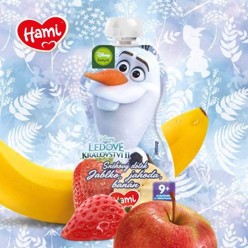 Hami Disney Frozen Olaf Jablko, Jahoda, Banán 6x110 g 9+