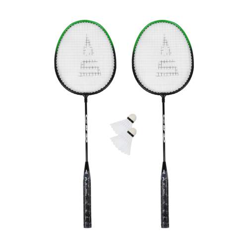 RULYT Badmintonový set SULOV 2x raketa, 2x míček, vak černo-zelený