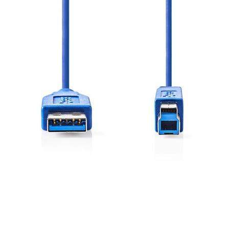 NEDIS kabel USB 3.2/ zástrčka A - zástrčka B modrý 3m