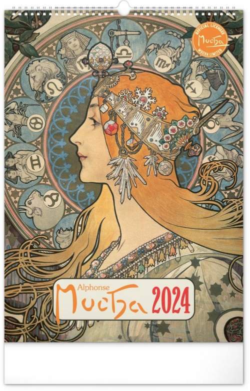 Nástěnný kalendář Alfons Mucha 2024 33 x 46 cm