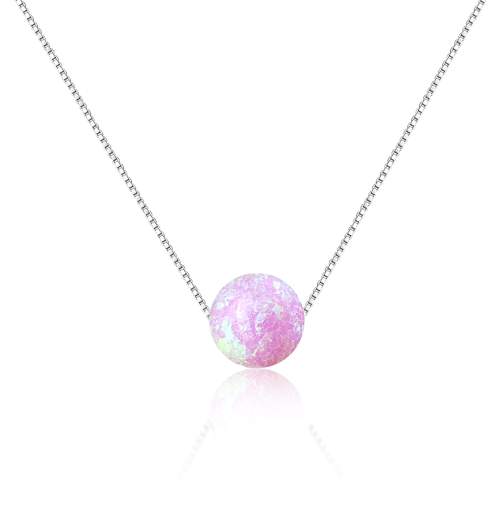 JVD Stříbrný náhrdelník s růžovým syntetickým opálem SVLN0166XF6O400