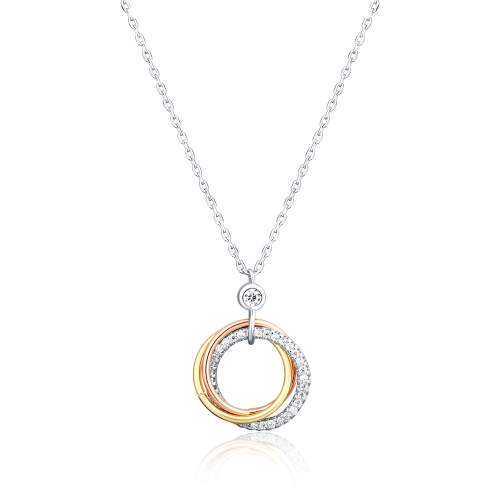 JVD stříbrný pozlacený náhrdelník se zirkony SVLN0138XH2TR45