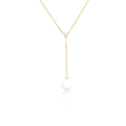 JVD Dámský stříbrný pozlacený náhrdelník s perlou SVLN0559SD2GP45