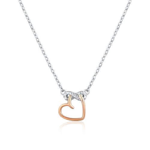 JVD Dámský stříbrný rose gold náhrdelník se zirkony SVLN0425XH2RO45
