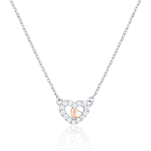 JVD Dámský stříbrný rose gold náhrdelník se zirkony SVLN0424XH2RO45