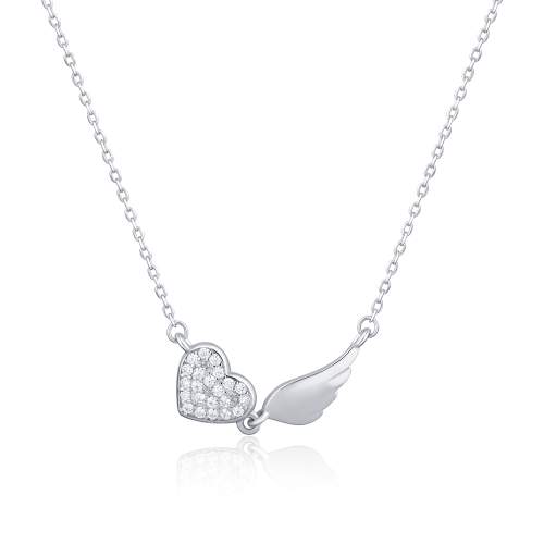 JVD Dámský stříbrný náhrdelník se zirkony srdce SVLN0434XH2GO45