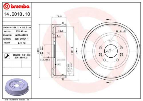 Brzdový buben BREMBO 14.C010.10