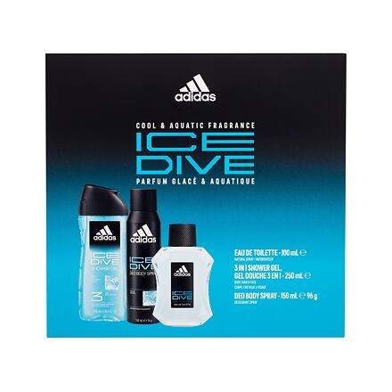 Adidas Ice Dive sada toaletní voda 100 ml + deodorant 150 ml + sprchový gel 250 ml pro muže