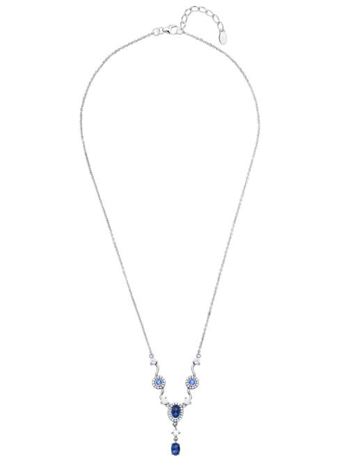JVD stříbrný náhrdelník se zirkony a modrými safíry SVLN0670SH8M100