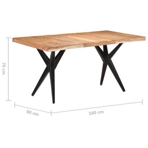 Dekorhome Jídelní stůl masivní dřevo/ocel 160x80x76 cm