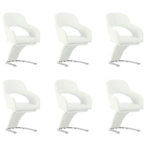 Dekorhome Jídelní židle 6 ks umělá kůže/chrom Bílá