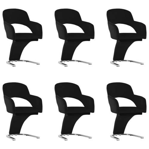Dekorhome Jídelní židle 6 ks samet/chrom Černá