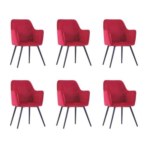 Dekorhome Jídelní židle 6 ks samet / ocel Červená