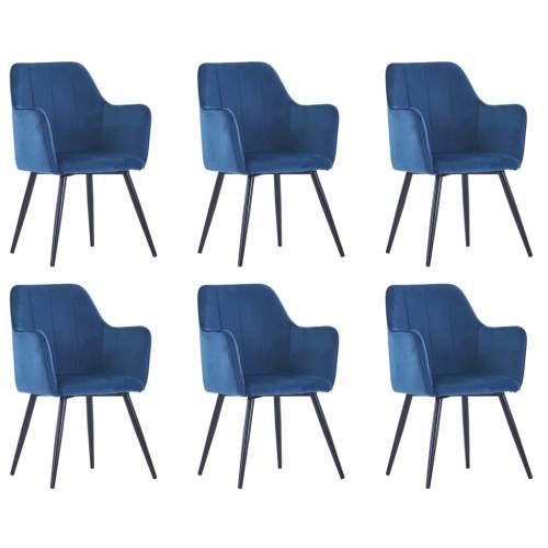 Dekorhome Jídelní židle 6 ks samet Modrá