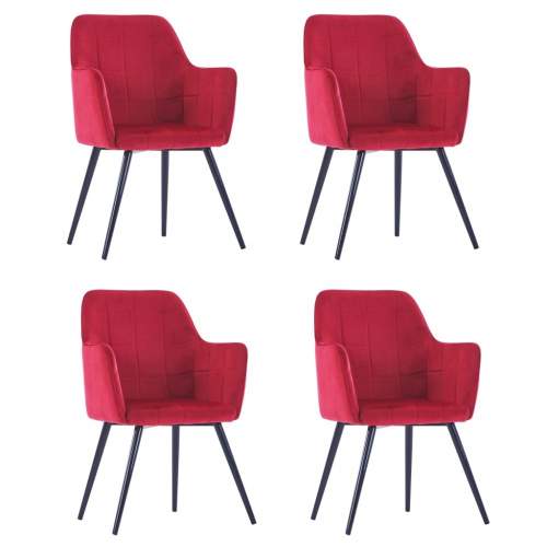 Dekorhome Jídelní židle 4 ks samet / ocel Červená
