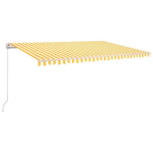 Dekorhome Ručně zatahovací markýza s LED světlem 500x300 cm Bílá / žlutá