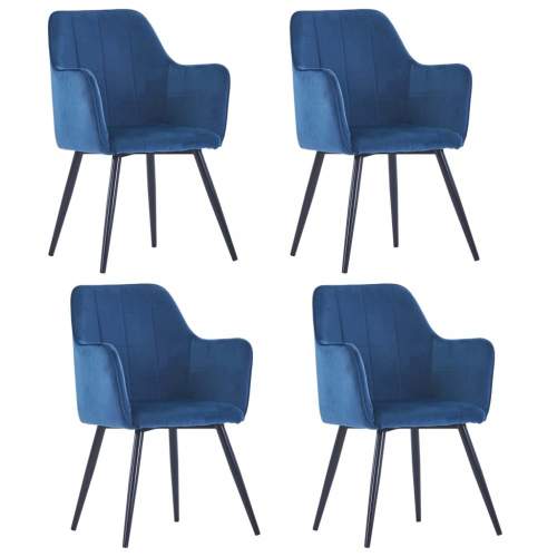 Dekorhome Jídelní židle 4 ks samet / ocel Modrá
