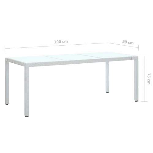 Dekorhome Zahradní stůl bílý polyratan 190x90x75 cm