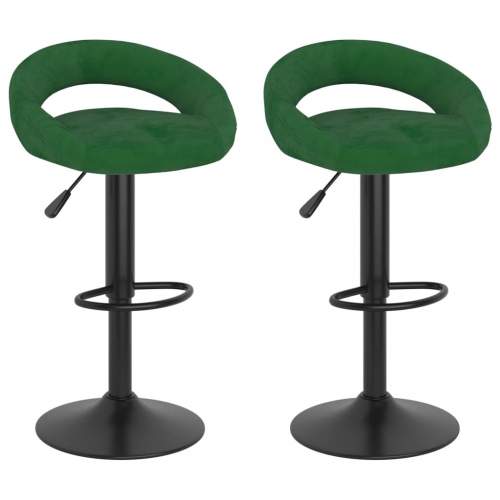 Dekorhome Barová židle 2 ks samet / kov Tmavě zelená