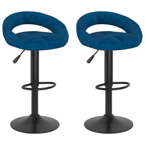 Dekorhome Barová židle 2 ks samet / kov Modrá