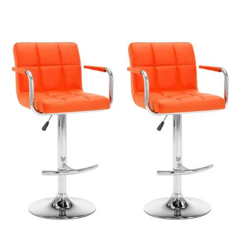 Dekorhome Barové židle 2 ks umělá kůže / kov Oranžová