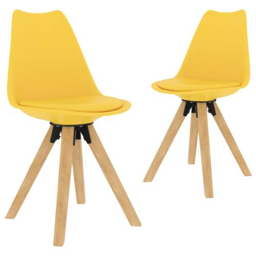 Dekorhome Jídelní židle 2 ks plast / umělá kůže / buk Žlutá