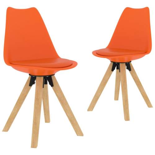 Dekorhome Jídelní židle 2 ks plast / umělá kůže / buk Oranžová