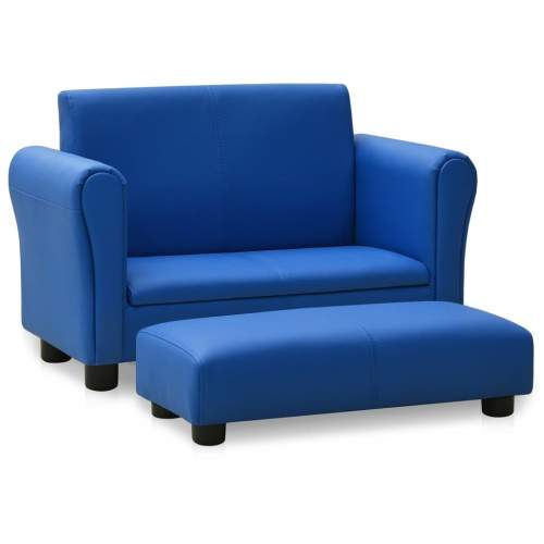 Dekorhome Dětská sedačka s podnožkou umělá kůže Modrá