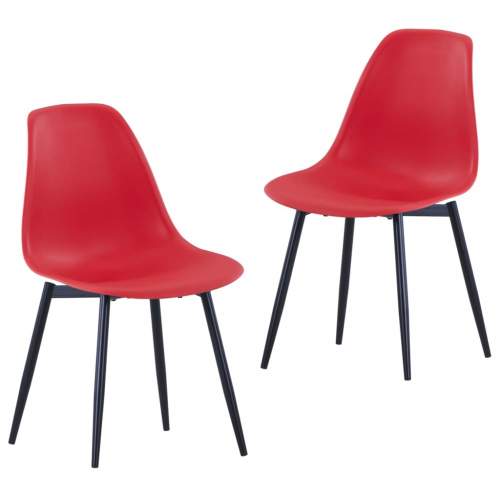 Dekorhome Jídelní židle 2 ks plast / kov Červená