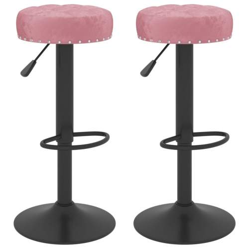 Dekorhome Barové stoličky 2 ks samet / kov Růžová