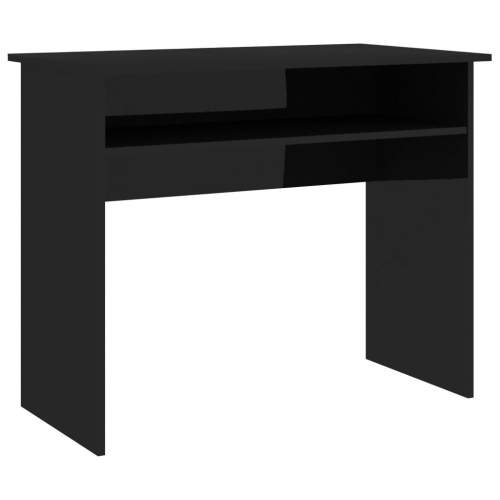 Dekorhome Psací stůl s policí 90x50 cm Černá lesk