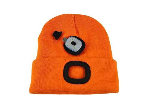 Zimní čepice s LED svítilnou oranžová