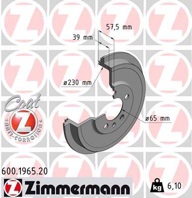 Brzdový buben ZIMMERMANN 600.1965.20