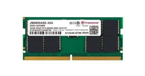 Transcend JetRam 32GB SODIMM DDR5 4800 2Rx8 2Gx8 CL40 JM4800ASE-32G