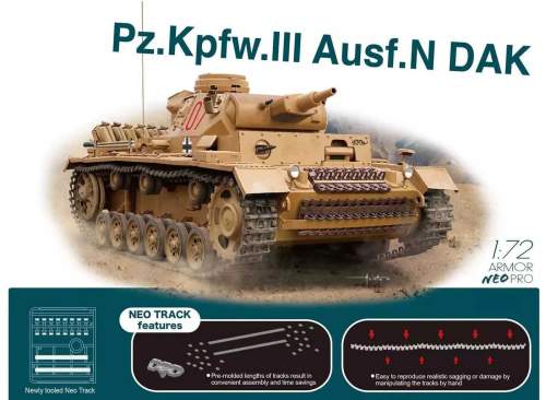 DRAGON Model Kit tank 7634 Pz.Kpfw.III Ausf.N DAK w/Neo Track 1:72