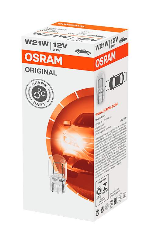 OSRAM Žárovka pomocná W21W 12V 7505FS10-10 ks