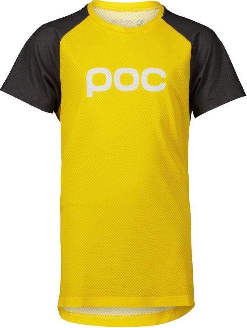 POC Cyklistický dres s krátkým rukávem - ESSENTIAL MTB - žlutá/šedá 130 cm
