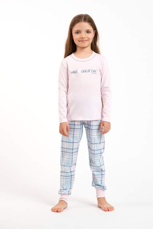 Italian Fashion Glamour Dívčí pyžamo bavlna Světle růžová-modrá 10 let