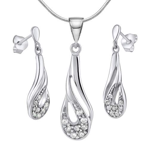 Silvego Stříbrná elegantní souprava šperků s čirými zirkony
