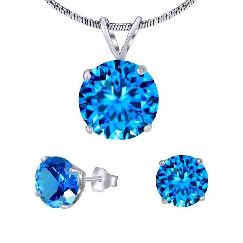 Silvego Set stříbrných šperků s modrým křišťálem náušnice a přívěsek