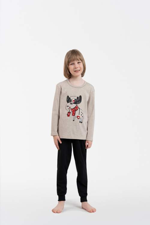 Italian Fashion Dětské pyžamo Zermat dlouhé Béžovo-černá 8 let