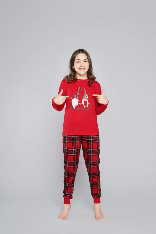 Italian Fashion Santa pyžamo pro dívky dlouhé kalhoty červená/potisk