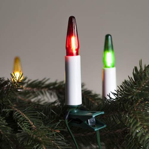 Vánoční řetěz ASTERIA SVP-16 LED, 10,5m 16ks 14V/0,2W barevných svíček, bílý sokl
