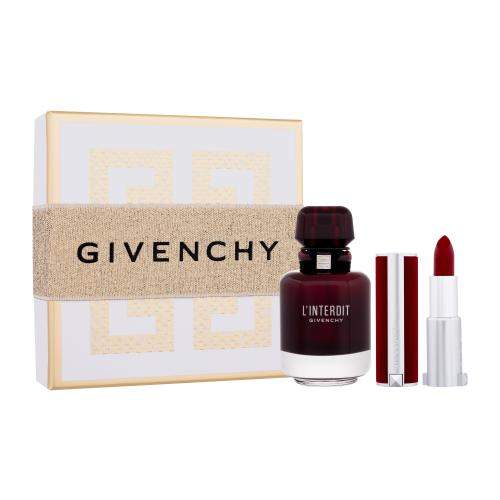 Givenchy L´Interdit Rouge sada parfémovaná voda 50 ml + rtěnka Le Rouge Deep Velvet 3,4 g 37 Rouge Grainé